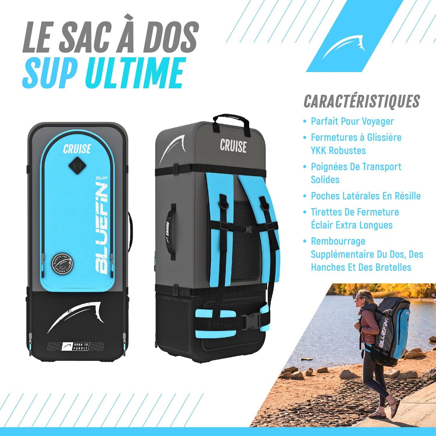 iSup® - Pack Sup avec Sac à Dos, Pagaie en Fibre de Verre et Pompe