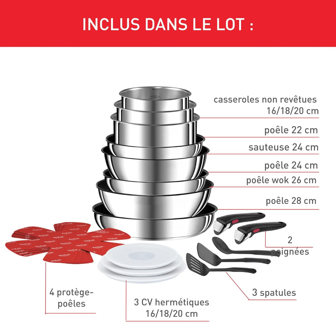 ProChefSet® - Batterie de Cuisine Indestructible en Acier Inoxydable Antiadhésive