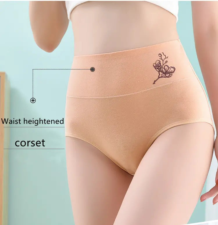 FitOk® - Culotte taille haute en pur coton avec rehaussement des hanches, grandes tailles 【Achetez-en 1 et obtenez-en 5 gratuits】