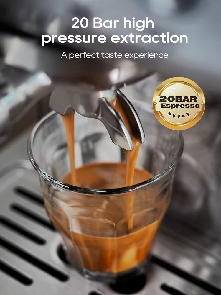 AmoreCafe® - La Machine à Café Semi-Automatique 20 Bars qui Vous Offre un Expresso Parfait et une Crème Abondante comme au Café