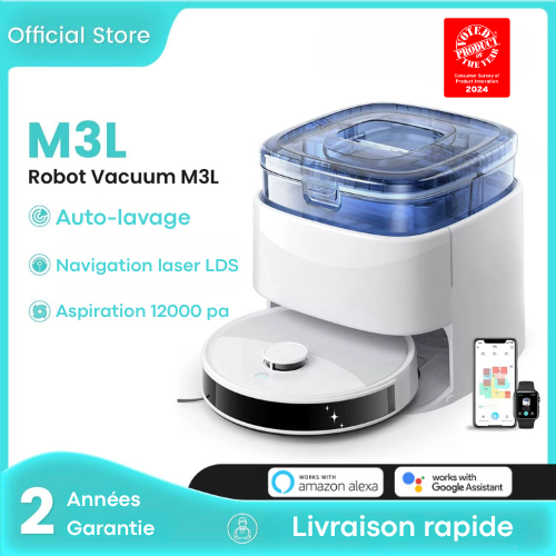 RobotClean® - L'Aspirateur Robot Ultra-Puissant qui Élimine 100% des Poils d'Animaux et Poussières 2FR
