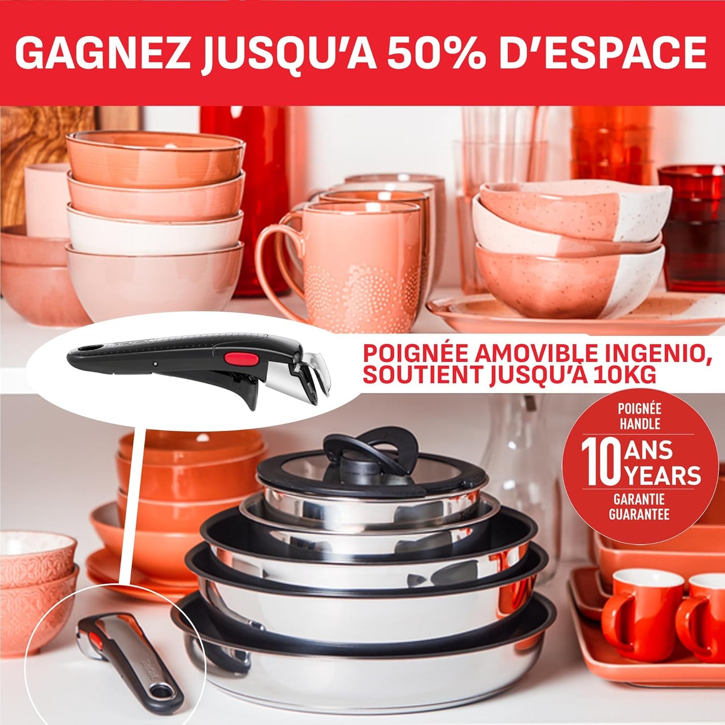 ProChefSet® - Batterie de Cuisine Indestructible en Acier Inoxydable Antiadhésive