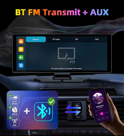 CarBOSS® - CarPlay & Android Auto sans Fil | Dashcam 4K + Caméra Arrière HD
