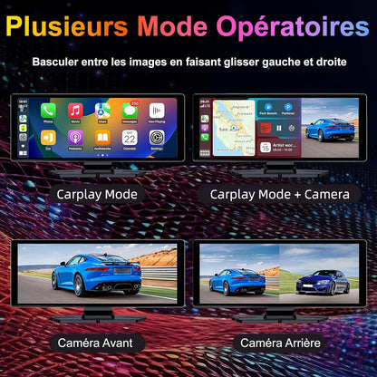 CarBOSS® - CarPlay & Android Auto sans Fil | Dashcam 4K + Caméra Arrière HD